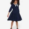 Monnalisa Girls Annabeth Ruffle Dress In Navy 2 Monnalisa Girls Annabeth Ruffle Dress In Navy -Monna Clothing Shop MLSA3026 1