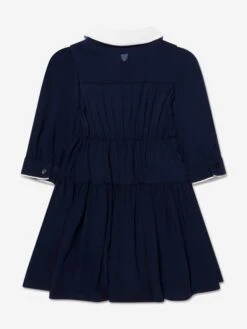 Monnalisa Girls Annabeth Ruffle Dress In Navy -Monna Clothing Shop MLSA3026 056S 2