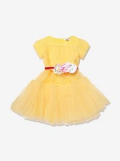 Monnalisa Girls Tulle Dress In Yellow -Monna Clothing Shop MLSA3030 0014 1