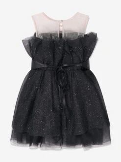 Monnalisa Girls Glittery Tulle Mini Dress In Black -Monna Clothing Shop MLSA3044 5075 2