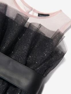 Monnalisa Girls Glittery Tulle Mini Dress In Black -Monna Clothing Shop MLSA3044 5075 3