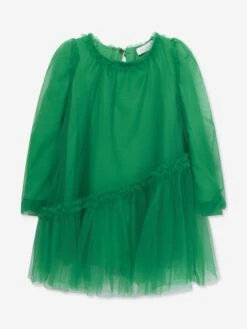 Monnalisa Girls Tulle Occasion Dress In Green