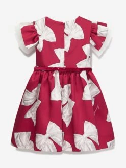 Monnalisa Girls Antoniette Bow Dress In Red -Monna Clothing Shop MLSA3110 0043 2