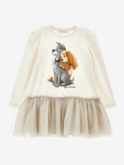 Monnalisa Girls Disney's Lady And The Tramp Dress In Ivory -Monna Clothing Shop MLSA4005 IVORY 1