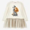 Monnalisa Girls Disney's Lady And The Tramp Dress In Ivory -Monna Clothing Shop MLSA4005 IVORY 1