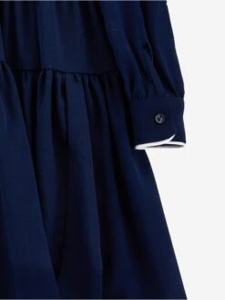 Monnalisa Girls Giselle Twill Dress In Navy -Monna Clothing Shop MLSA4012 NAVY 4