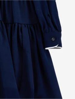 Monnalisa Girls Giselle Twill Dress In Navy -Monna Clothing Shop MLSA4012 NAVY 4