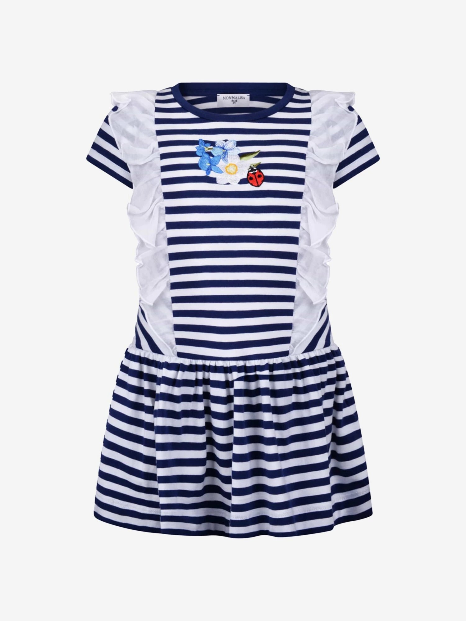 Monnalisa Girls Dress - Striped Cotton Jersey Dress 3 Monnalisa Girls Dress - Striped Cotton Jersey Dress