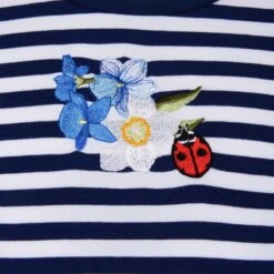 Monnalisa Girls Dress - Striped Cotton Jersey Dress 8 Monnalisa Girls Dress - Striped Cotton Jersey Dress -Monna Clothing Shop MLSS0070 NAVY 3