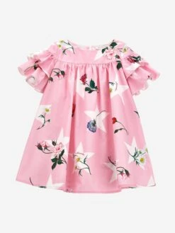 Monnalisa Girls Stars And Flowers Dress In Pink -Monna Clothing Shop MLSS4006 ROSA FAIRYTALE 1