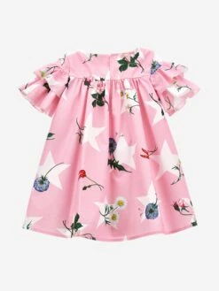 Monnalisa Girls Stars And Flowers Dress In Pink -Monna Clothing Shop MLSS4006 ROSA FAIRYTALE 2