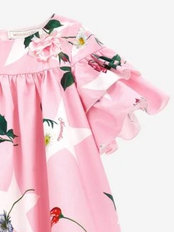 Monnalisa Girls Stars And Flowers Dress In Pink -Monna Clothing Shop MLSS4006 ROSA FAIRYTALE 4