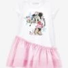 Monnalisa Girls Minnie Mouse Dress In White -Monna Clothing Shop MLSS4007 BIANCO ROSAFAIRYTALE 1