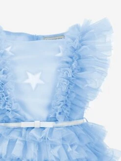 Monnalisa Girls Tulle Star Dress In Blue -Monna Clothing Shop MLSS4034 CELESTE 3