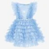 Monnalisa Girls Tulle Star Dress In Blue -Monna Clothing Shop MLSS4034 CELESTE 1