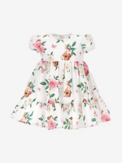 Monnalisa Baby Girls Bird Box Garden Dress In White