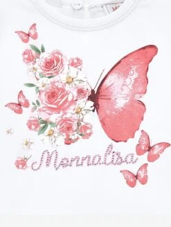 Monnalisa Baby Girls Floral Butterfly Dress In White -Monna Clothing Shop MLSS4039 BIANCO 3