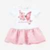 Monnalisa Baby Girls Floral Butterfly Dress In White 2 Monnalisa Baby Girls Floral Butterfly Dress In White -Monna Clothing Shop MLSS4039 BIANCO 1