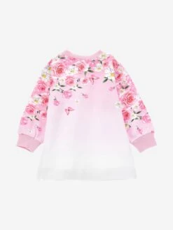 Monnalisa Baby Girls Floral Sweater Dress In Pink -Monna Clothing Shop MLSS4048 BIANCO ROSAFAIRYTALE 2