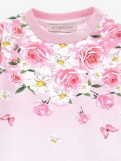Monnalisa Baby Girls Floral Sweater Dress In Pink -Monna Clothing Shop MLSS4048 BIANCO ROSAFAIRYTALE 3