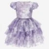 Monnalisa Girls Monochrome Tulle Dress In Purple -Monna Clothing Shop MLSS4062 PANNA GLICINE 1