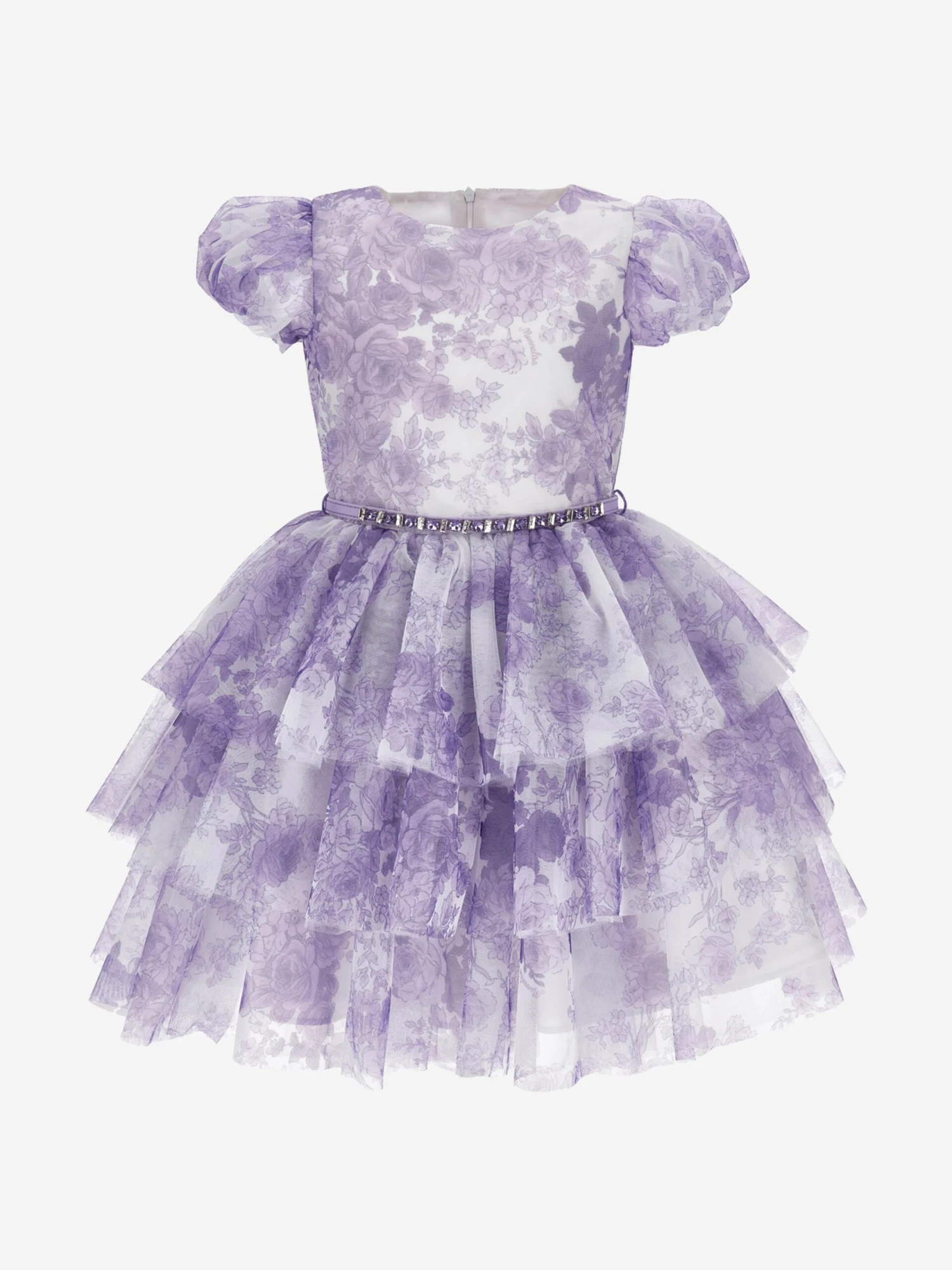 Monnalisa Girls Monochrome Tulle Dress In Purple 3 Monnalisa Girls Monochrome Tulle Dress In Purple