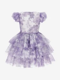 Monnalisa Girls Monochrome Tulle Dress In Purple 8 Monnalisa Girls Monochrome Tulle Dress In Purple -Monna Clothing Shop MLSS4062 PANNA GLICINE 2