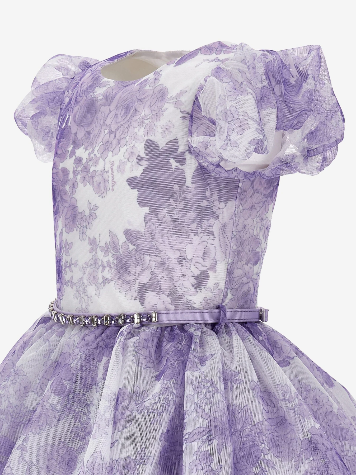 Monnalisa Girls Monochrome Tulle Dress In Purple 6 Monnalisa Girls Monochrome Tulle Dress In Purple - Image 4