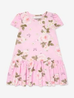 Monnalisa Girls Daisy Jersey Dress In Pink