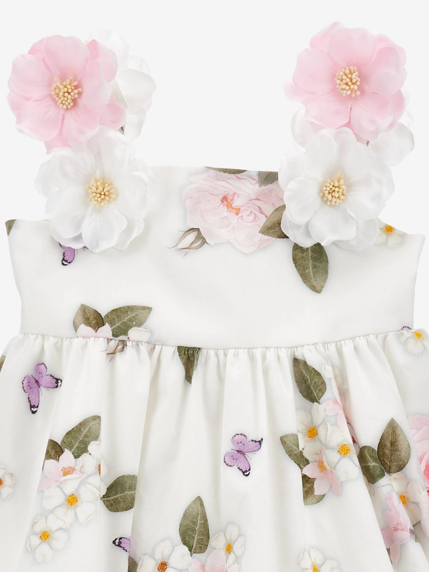 Monnalisa Girls Floral Bouquet Dress In White 6 Monnalisa Girls Floral Bouquet Dress In White - Image 4
