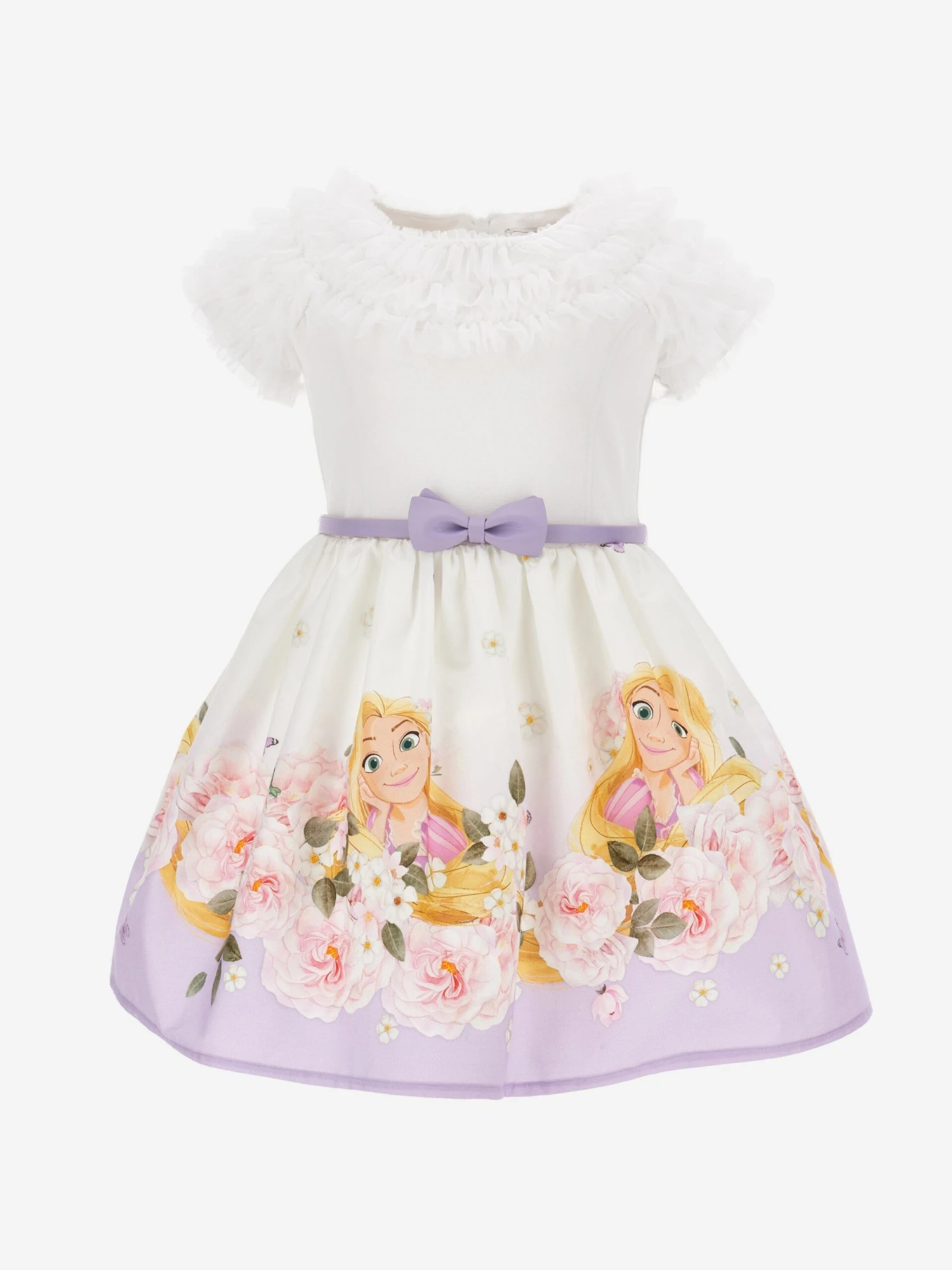 Monnalisa Girls Floral Princess Dress In Purple 3 Monnalisa Girls Floral Princess Dress In Purple