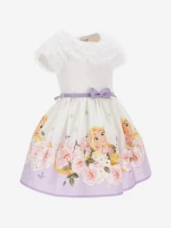 Monnalisa Girls Floral Princess Dress In Purple 10 Monnalisa Girls Floral Princess Dress In Purple -Monna Clothing Shop MLSS4089 BIANCO GLICINE 3