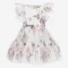 Monnalisa Girls Floral Tulle Dress In White 2 Monnalisa Girls Floral Tulle Dress In White -Monna Clothing Shop MLSS4091 BIANCO 1