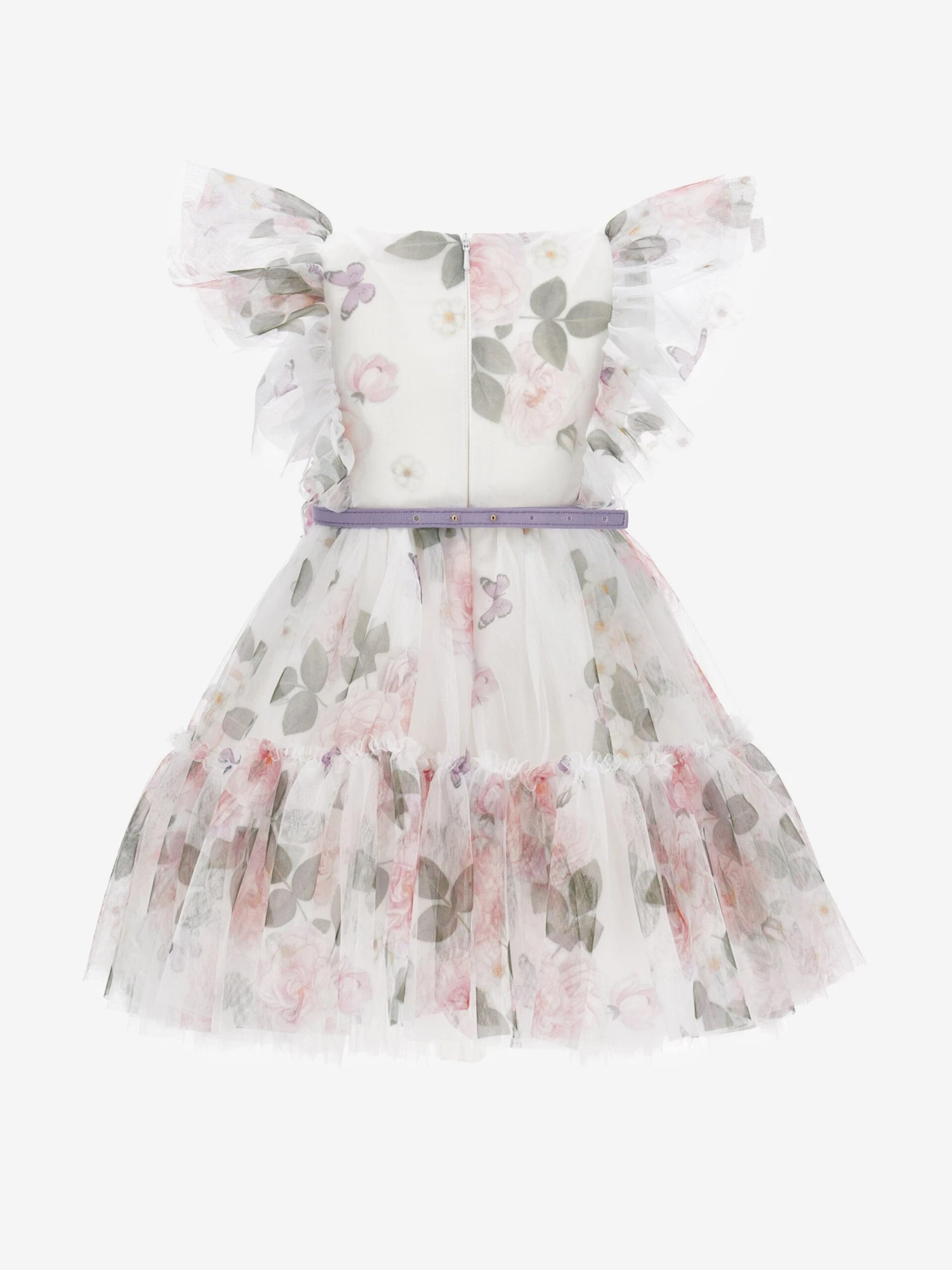 Monnalisa Girls Floral Tulle Dress In White 5 Monnalisa Girls Floral Tulle Dress In White - Image 3
