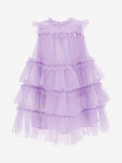 Monnalisa Girls New Charleston Tulle Dress In Purple