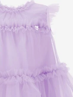 Monnalisa Girls New Charleston Tulle Dress In Purple -Monna Clothing Shop MLSS4096 GLICINE 3