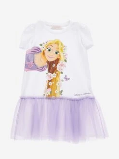 Monnalisa Girls Princess Jersey Dress In White