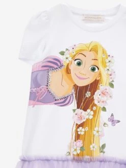 Monnalisa Girls Princess Jersey Dress In White -Monna Clothing Shop MLSS4118 BIANCO GLICINE 3