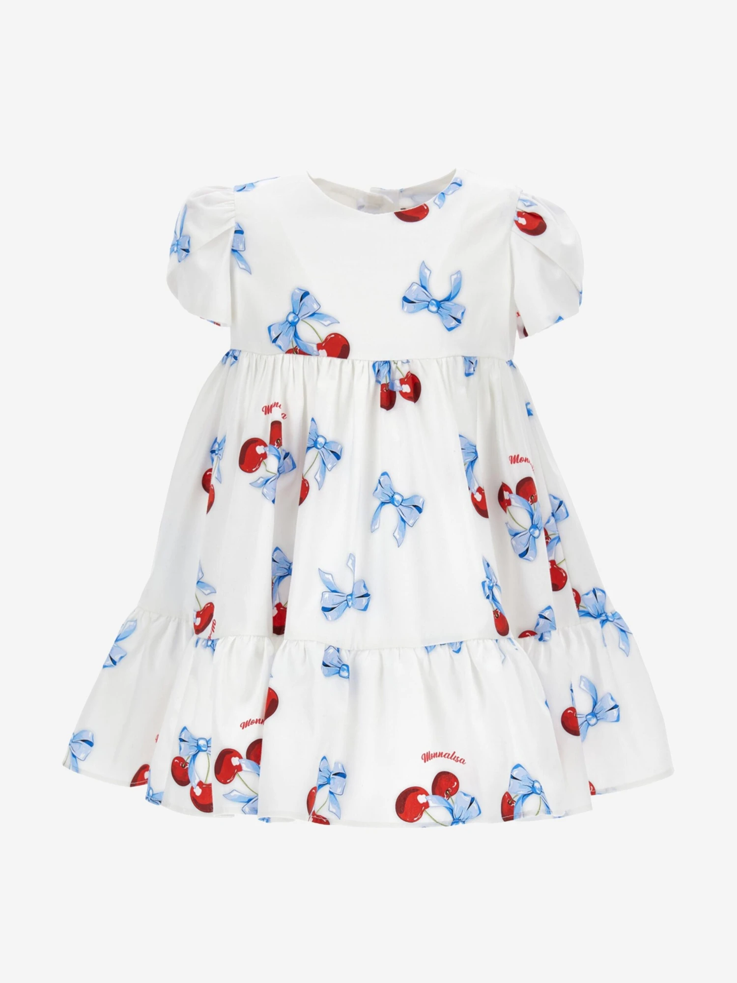 Monnalisa Baby Girls Cherry Print Dress In White 3 Monnalisa Baby Girls Cherry Print Dress In White