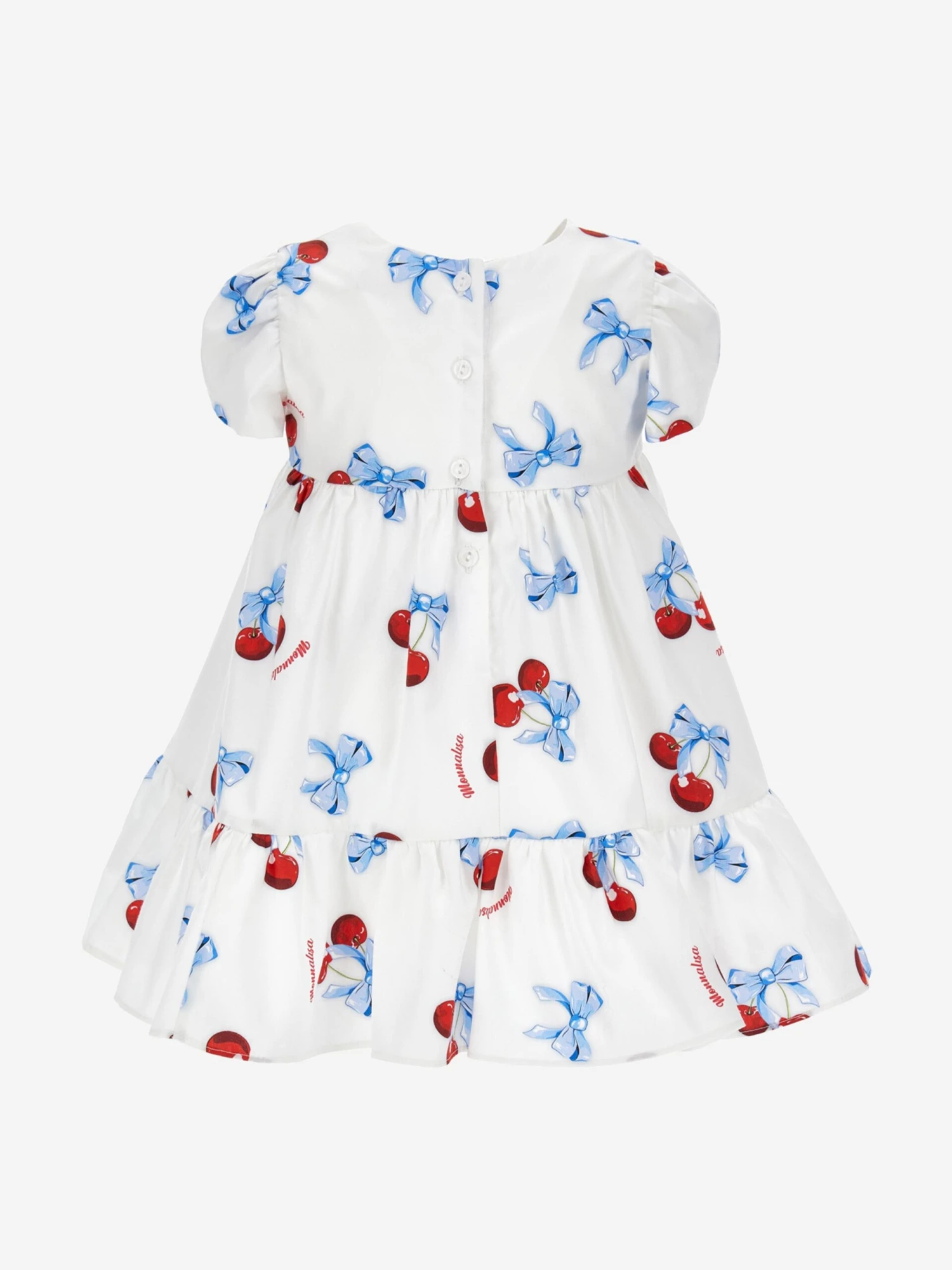 Monnalisa Baby Girls Cherry Print Dress In White 4 Monnalisa Baby Girls Cherry Print Dress In White - Image 2