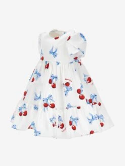 Monnalisa Baby Girls Cherry Print Dress In White 8 Monnalisa Baby Girls Cherry Print Dress In White -Monna Clothing Shop MLSS4126 BIANCO 3