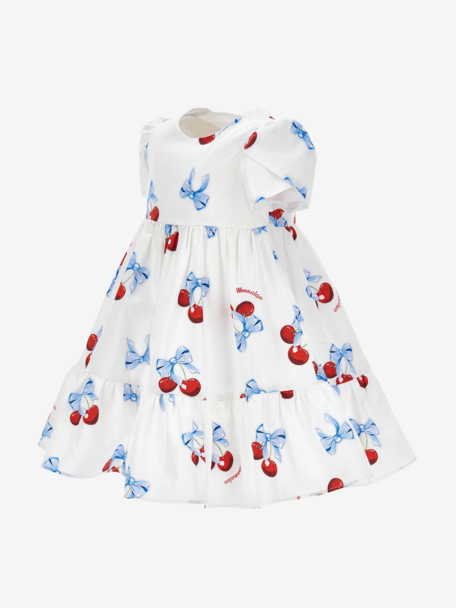 Monnalisa Baby Girls Cherry Print Dress In White 5 Monnalisa Baby Girls Cherry Print Dress In White - Image 3