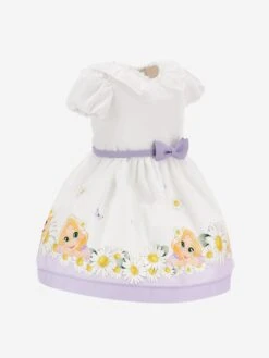 Monnalisa Baby Girls Princess Dress In White -Monna Clothing Shop MLSS4127 BIANCO GLICINE 3