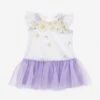 Monnalisa Baby Girls Daisy Dress In White -Monna Clothing Shop MLSS4128 BIANCO GLICINE 1