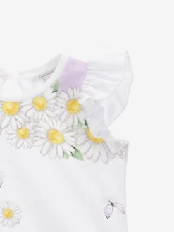 Monnalisa Baby Girls Daisy Dress In White -Monna Clothing Shop MLSS4128 BIANCO GLICINE 3