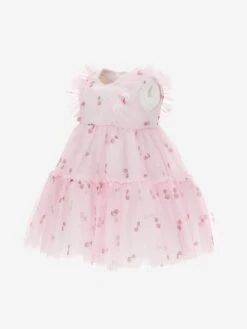 Monnalisa Baby Girls Cherries Tulle Dress In Pink -Monna Clothing Shop MLSS4147 ROSA FAIRYTALE 3