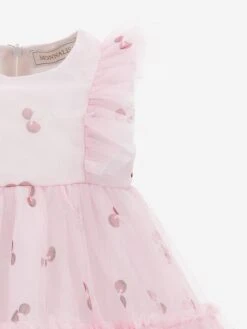 Monnalisa Baby Girls Cherries Tulle Dress In Pink -Monna Clothing Shop MLSS4147 ROSA FAIRYTALE 4