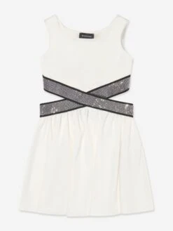 Monnalisa Girls Cut Out Punto Dress In White