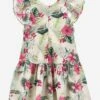 Monnalisa Girls Jungle Dress In Multicolour -Monna Clothing Shop MLSS4151 BEIGE 1