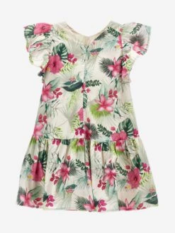 Monnalisa Girls Jungle Dress In Multicolour -Monna Clothing Shop MLSS4151 BEIGE 2